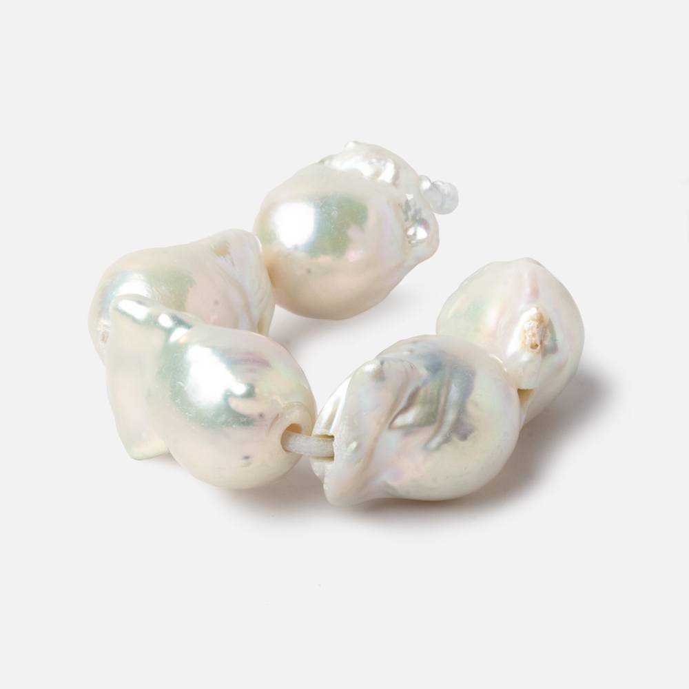 14x19-14x23mm White Ultra Baroque 2.5mm Large Hole Freshwater Pearls 4 inch 5 pieces A (ONLINE ORDER ONLY)