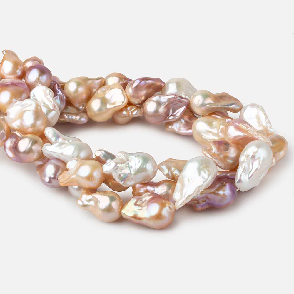 14x19-15x26mm Tri-Color Ultra Baroque Freshwater Pearls 16 inch 17 pieces AA grade (ONLINE ORDER ONLY)