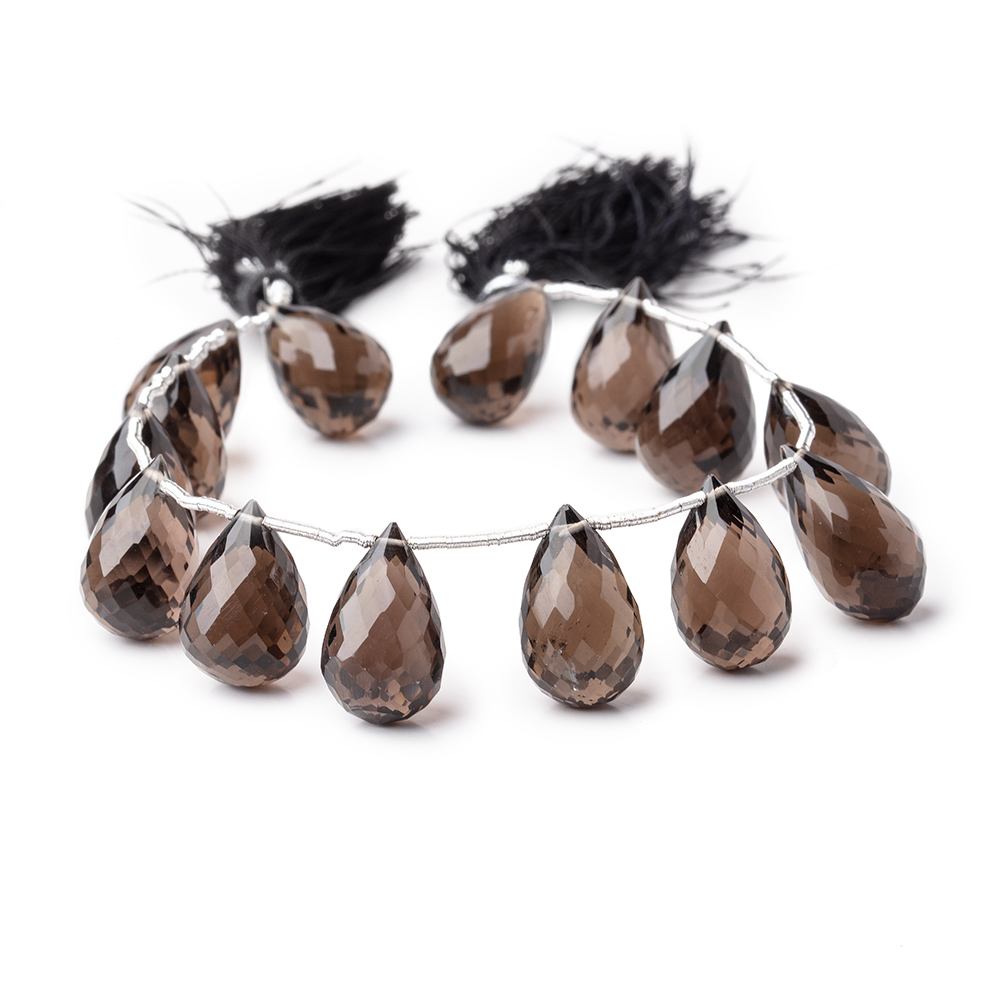 14x9-17x10mm Smoky Quartz Faceted Tear Drop Beads 7.5 inch 14 pieces (ONLINE ORDER ONLY)