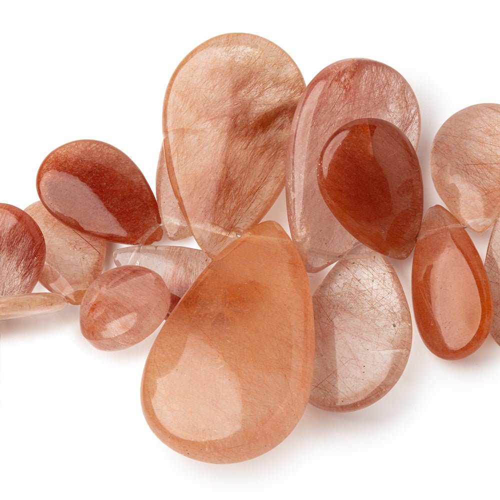 14x9-32x20mm Rutilated Quartz Plain Pear Beads 8 inch 46 pieces (ONLINE ORDER ONLY)