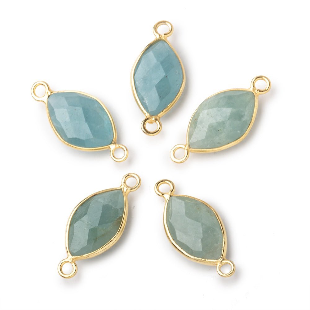 14x9mm Vermeil Bezel Aquamarine Faceted Marquise Connector 1 piece (ONLINE ORDER ONLY)