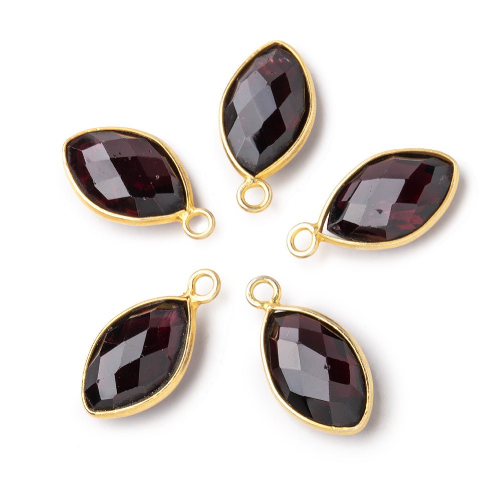 14x9mm Vermeil Bezel Garnet Faceted Marquise Pendant 1 piece (ONLINE ORDER ONLY)