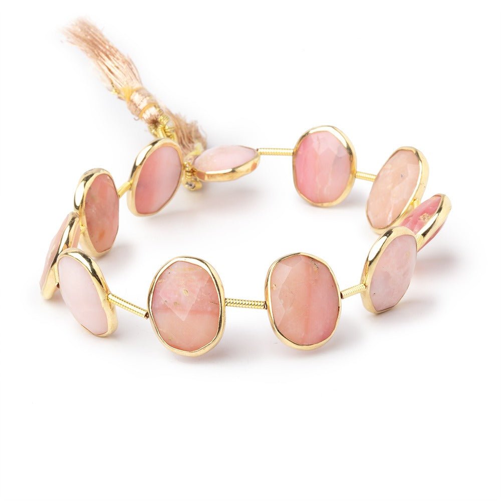 15-16mm Vermeil Bezel Pink Peruvian Opal Faceted Nuggets 7.5 inch 11 Beads (ONLINE ORDER ONLY)
