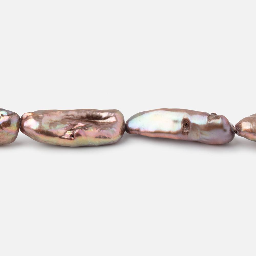 15-21mm Mocha Straight Drill Biwa Freshwater Pearls 15.5 inch 17 Beads (ONLINE ORDER ONLY)