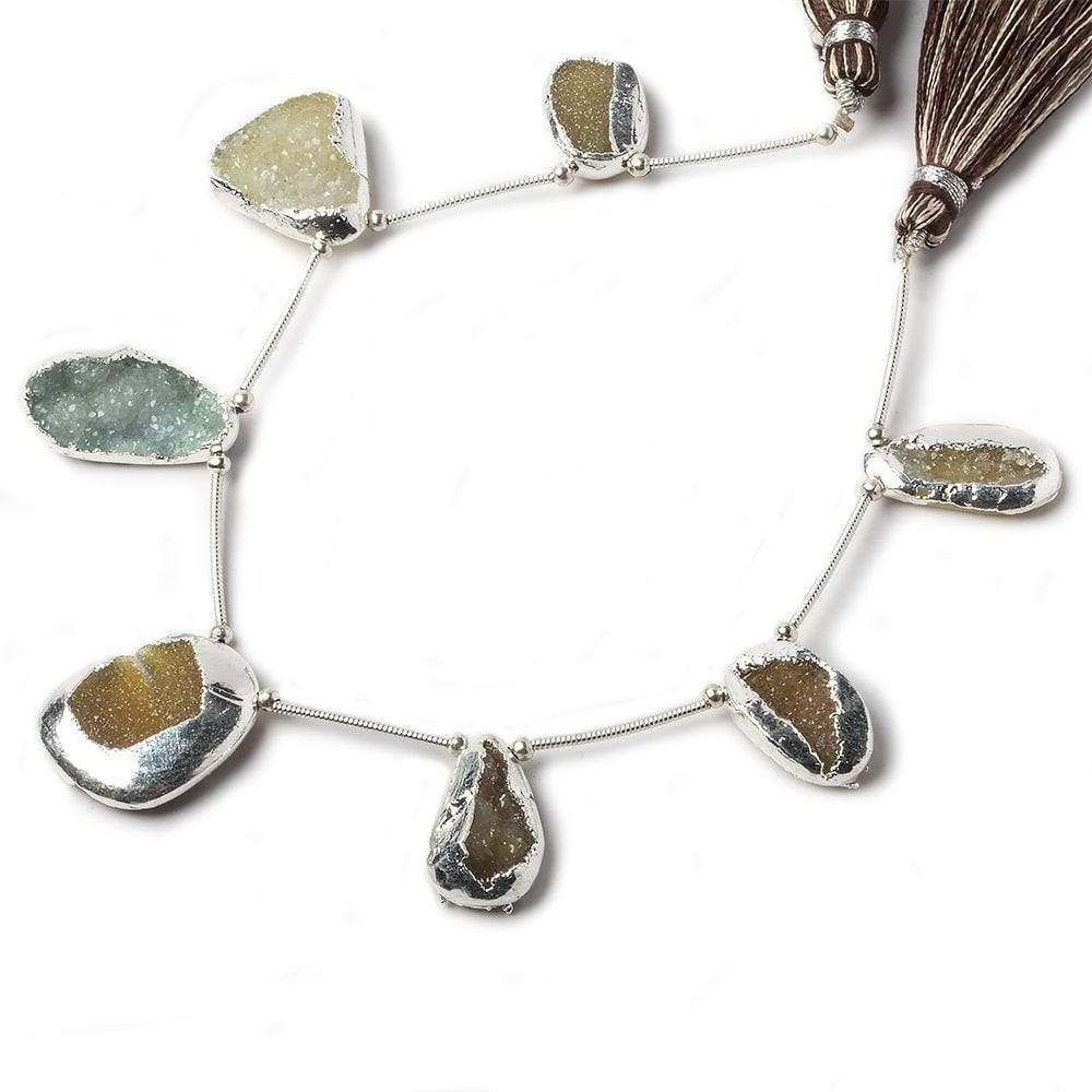 15-21mm Silver Leafed Drusy Agate Bead Strand 8 inch 7 pieces (ONLINE ORDER ONLY)