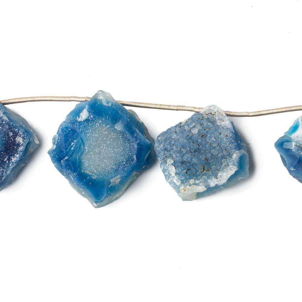 15-22mm Royal Blue Agate Hammer Faceted Drusy Square Beads 7 pieces (ONLINE ORDER ONLY)