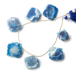 15-22mm Royal Blue Agate Hammer Faceted Drusy Square Beads 7 pieces (ONLINE ORDER ONLY)