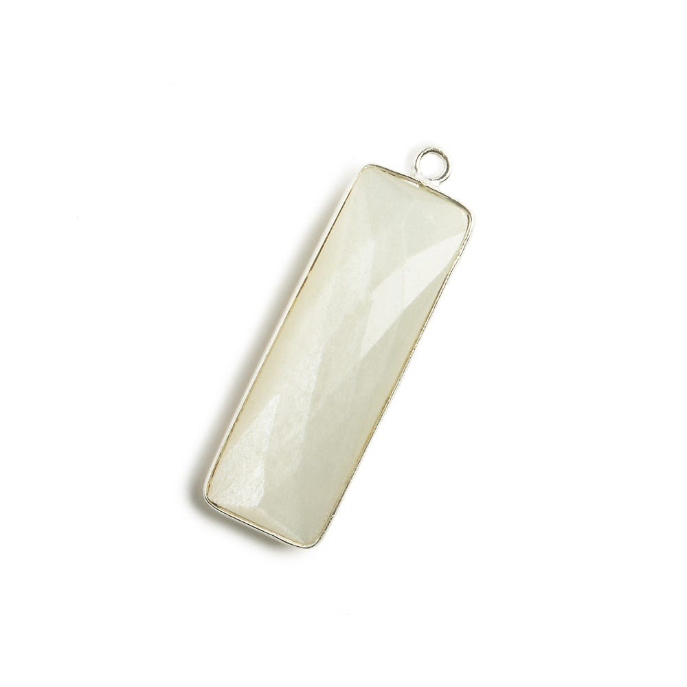 31x11mm Silver Bezel Soft White Moonstone Bar 1 ring pendant 1 piece (ONLINE ORDER ONLY)