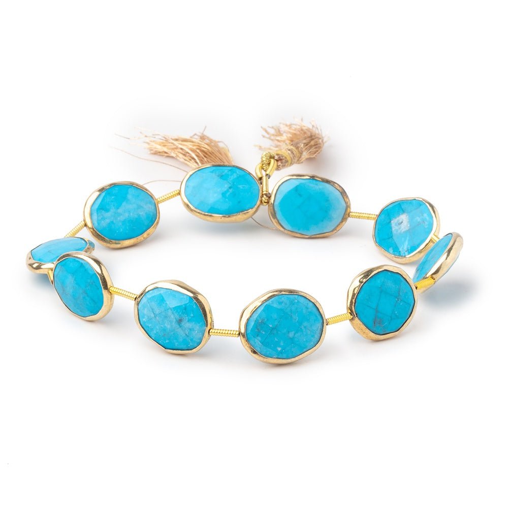 15.5-16.5mm Vermeil Bezel Turquoise Howlite Faceted Nuggets 8 inch 10 Beads (ONLINE ORDER ONLY)
