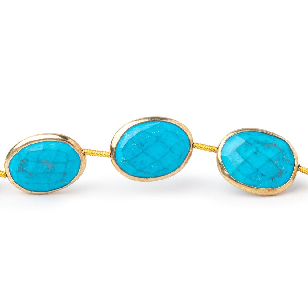 15.5-16.5mm Vermeil Bezel Turquoise Howlite Faceted Nuggets 8 inch 10 Beads (ONLINE ORDER ONLY)