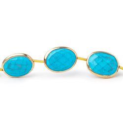 15.5-16.5mm Vermeil Bezel Turquoise Howlite Faceted Nuggets 8 inch 10 Beads (ONLINE ORDER ONLY)
