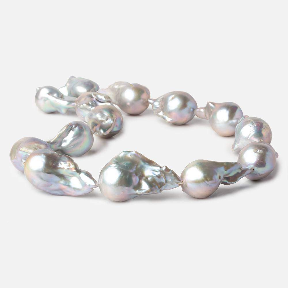 15.5-16mm Silver Ultra Baroque Freshwater Pearls 16.5 inch 14 pcs .8mm drill hole AAA (ONLINE ORDER ONLY)