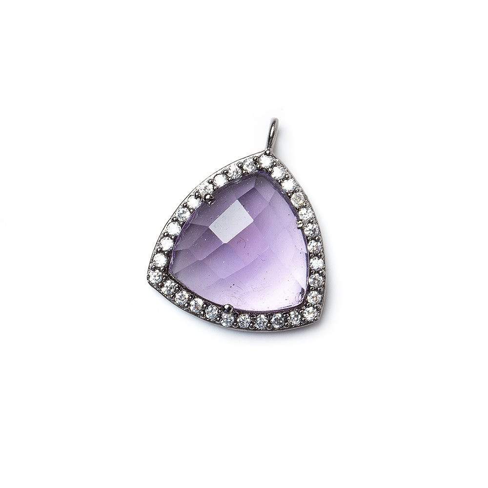15.5mm Black Gold Bezel White CZ & Amethyst Triangle Pendant 1piece (ONLINE ORDER ONLY)