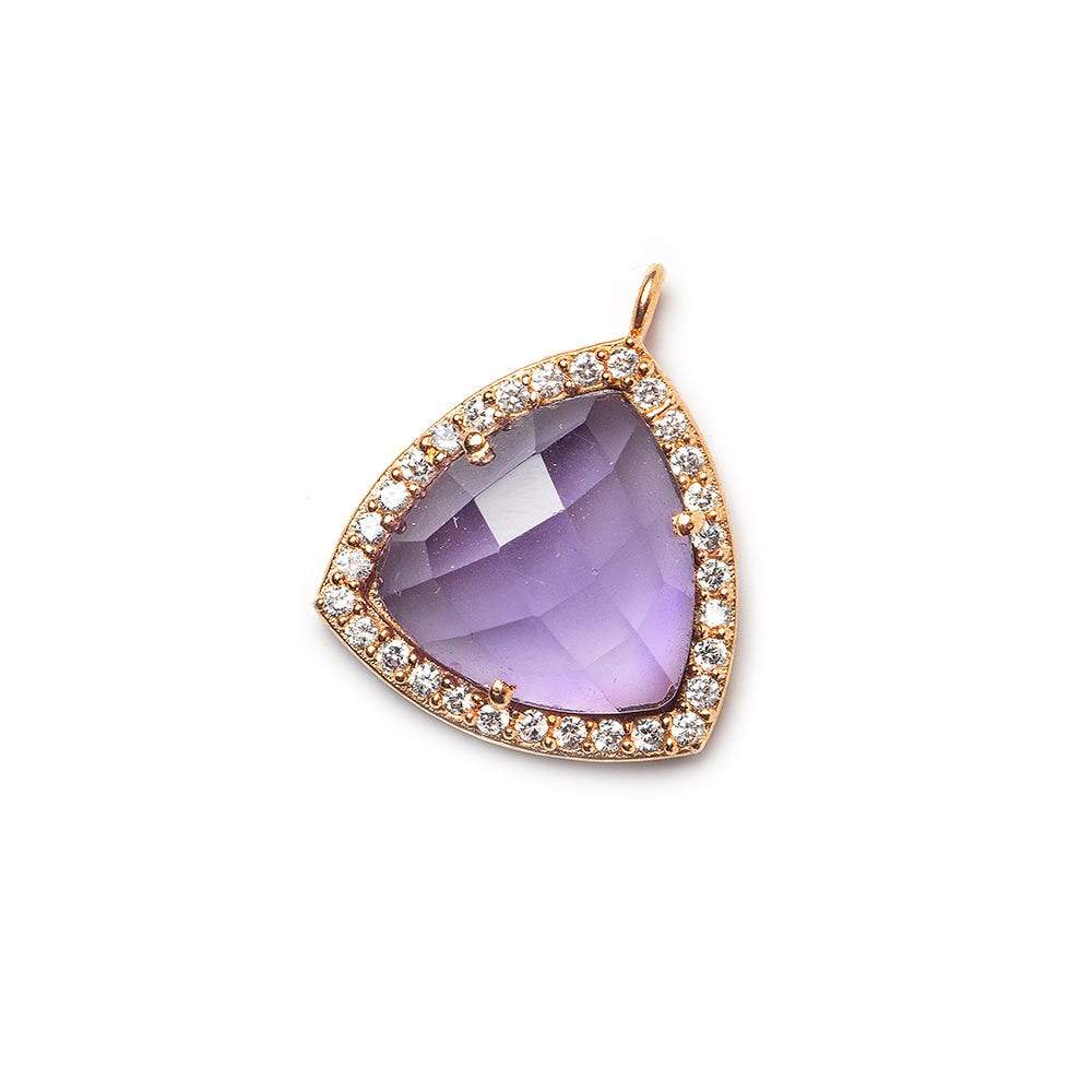 15.5mm Rose Gold Bezel White CZ & Amethyst Triangle Pendant 1piece (ONLINE ORDER ONLY)