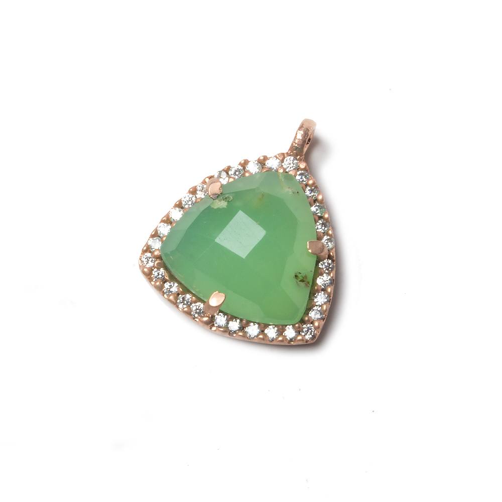 15.5mm Rose Gold Bezel White CZ and Chrysoprase Triangle Pendant 1 piece (ONLINE ORDER ONLY)