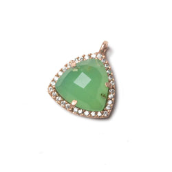 15.5mm Rose Gold Bezel White CZ and Chrysoprase Triangle Pendant 1 piece (ONLINE ORDER ONLY)