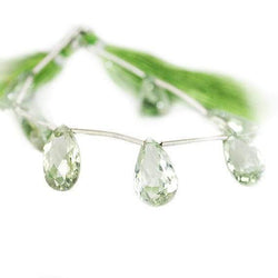15.5x10-21.5x10mm Prasiolite pavilion faceted pears 6 inch 9 beads AAA (ONLINE ORDER ONLY)