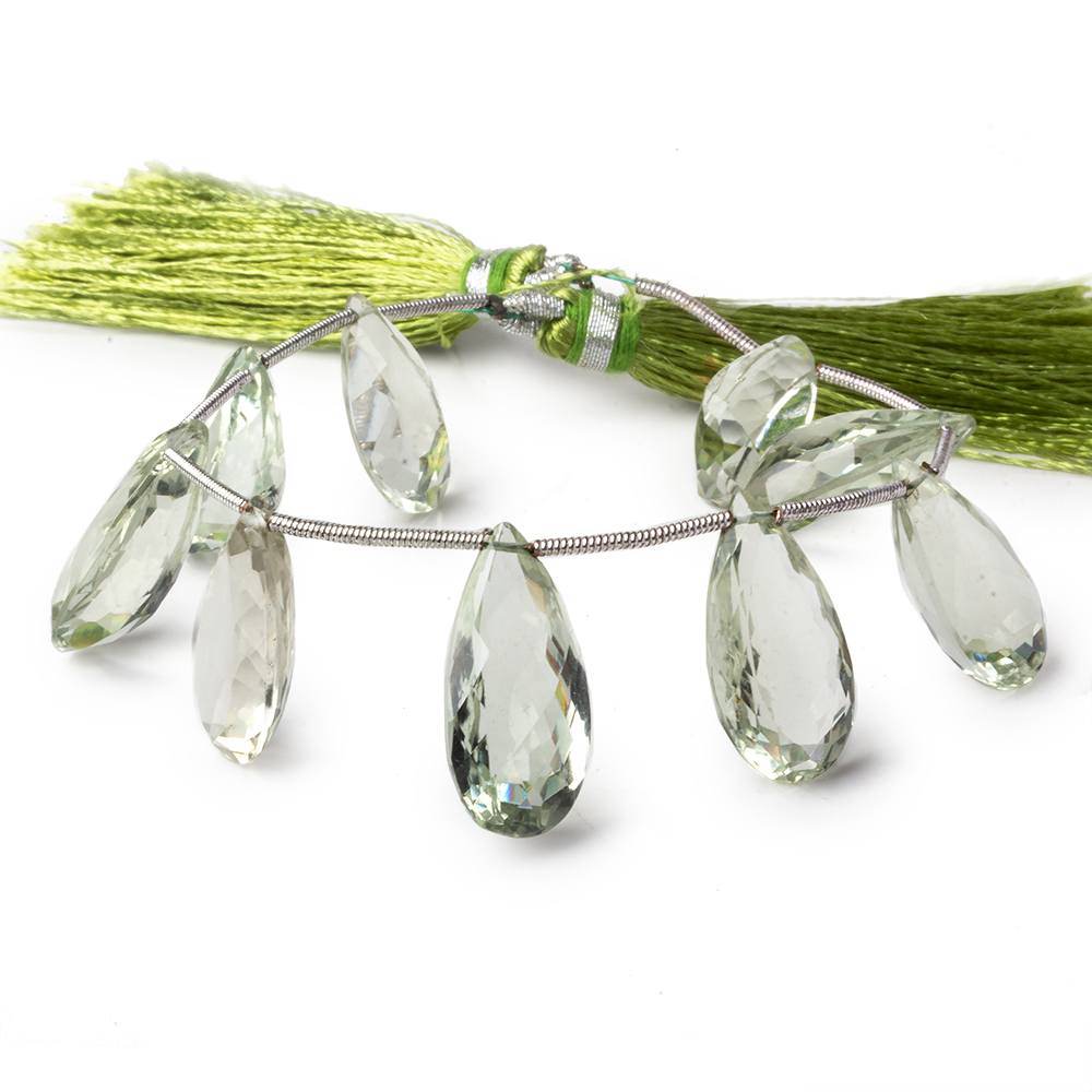 15.5x10-21.5x10mm Prasiolite pavilion faceted pears 6 inch 9 beads AAA (ONLINE ORDER ONLY)