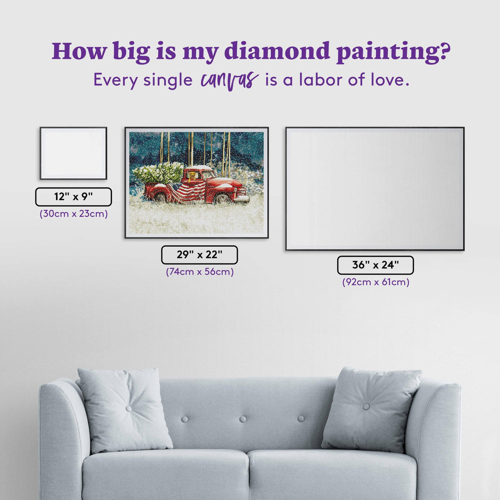 Diamond Art Club – Vintage Red Truck Diamond Painting (Square Drill, 29" x 22") (ONLINE ORDER ONLY)