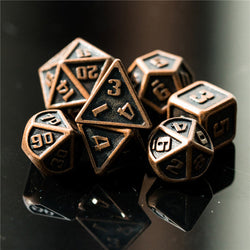 Copper Mini Metal Dice Ancient Effect | (10mm to 15mm) 7-Dice Udixi RPG (Online Only)