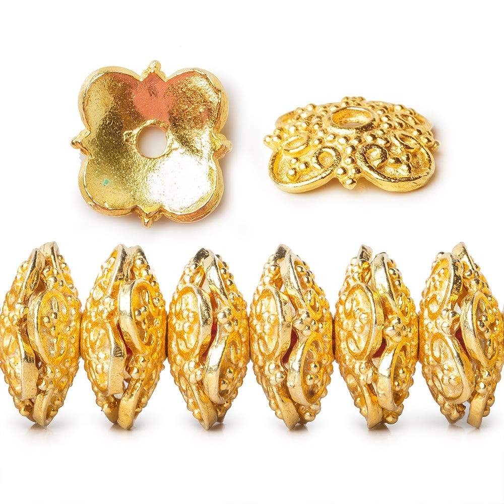 15mm 22kt Gold plated Copper Moroccan Scroll Bead Cap 8 inch 64 pieces (ONLINE ORDER ONLY)