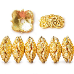 15mm 22kt Gold plated Copper Moroccan Scroll Bead Cap 8 inch 64 pieces (ONLINE ORDER ONLY)