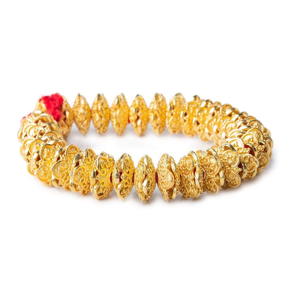 15mm 22kt Gold plated Copper Moroccan Scroll Bead Cap 8 inch 64 pieces (ONLINE ORDER ONLY)