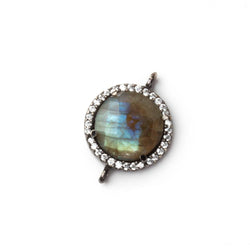 15mm Black Gold CZ Bezel Labradorite Faceted Coin Connector 1 Focal (ONLINE ORDER ONLY)