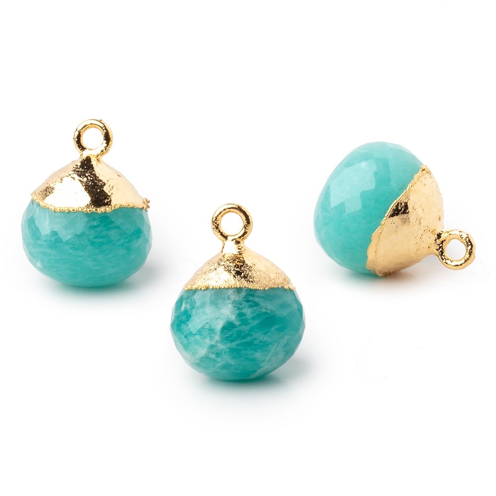 15mm Gold Leafed Amazonite Faceted Candy Kiss Focal Bead 1 piece (ONLINE ORDER ONLY)