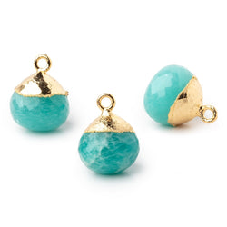 15mm Gold Leafed Amazonite Faceted Candy Kiss Focal Bead 1 piece (ONLINE ORDER ONLY)
