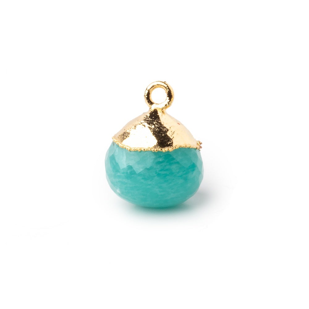 15mm Gold Leafed Amazonite Faceted Candy Kiss Focal Bead 1 piece (ONLINE ORDER ONLY)