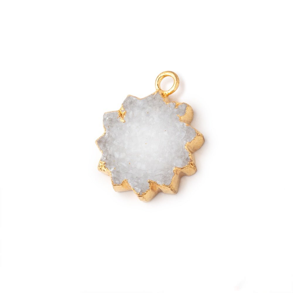 15mm Gold Leafed White Drusy Star Burst Pendant 1 focal piece (ONLINE ORDER ONLY)
