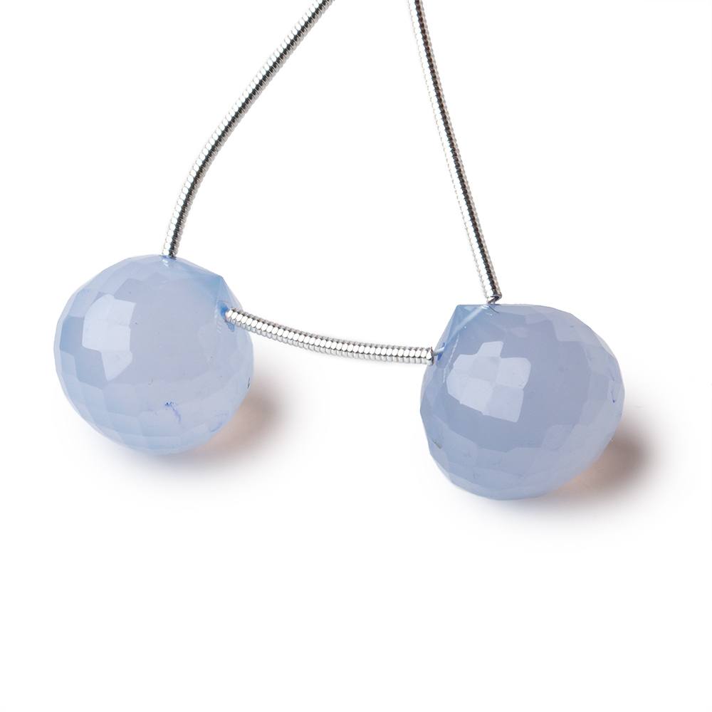 15mm Natural Blue Chalcedony Faceted Candy Kiss Focal Beads Set of 2 pieces (ONLINE ORDER ONLY)