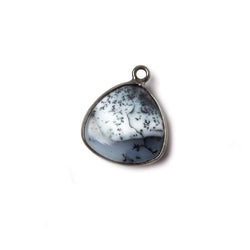 15mm Oxidized Silver Bezel Dendritic Opal plain triangle Pendant 1 focal bead (ONLINE ORDER ONLY)