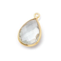 15x10-16x11mm Vermeil Bezel Prasiolite Faceted Pear Pendant 1 piece (ONLINE ORDER ONLY)