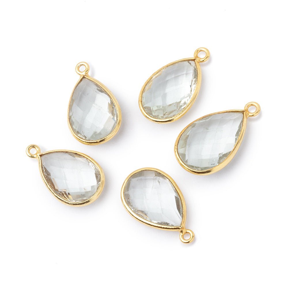 15x10-16x11mm Vermeil Bezel Prasiolite Faceted Pear Pendant 1 piece (ONLINE ORDER ONLY)