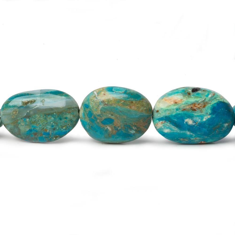 15x10-25x17mm Peruvian Blue Opal with Matrix plain oval nugget beads 18 inch 23 pcs A (ONLINE ORDER ONLY)