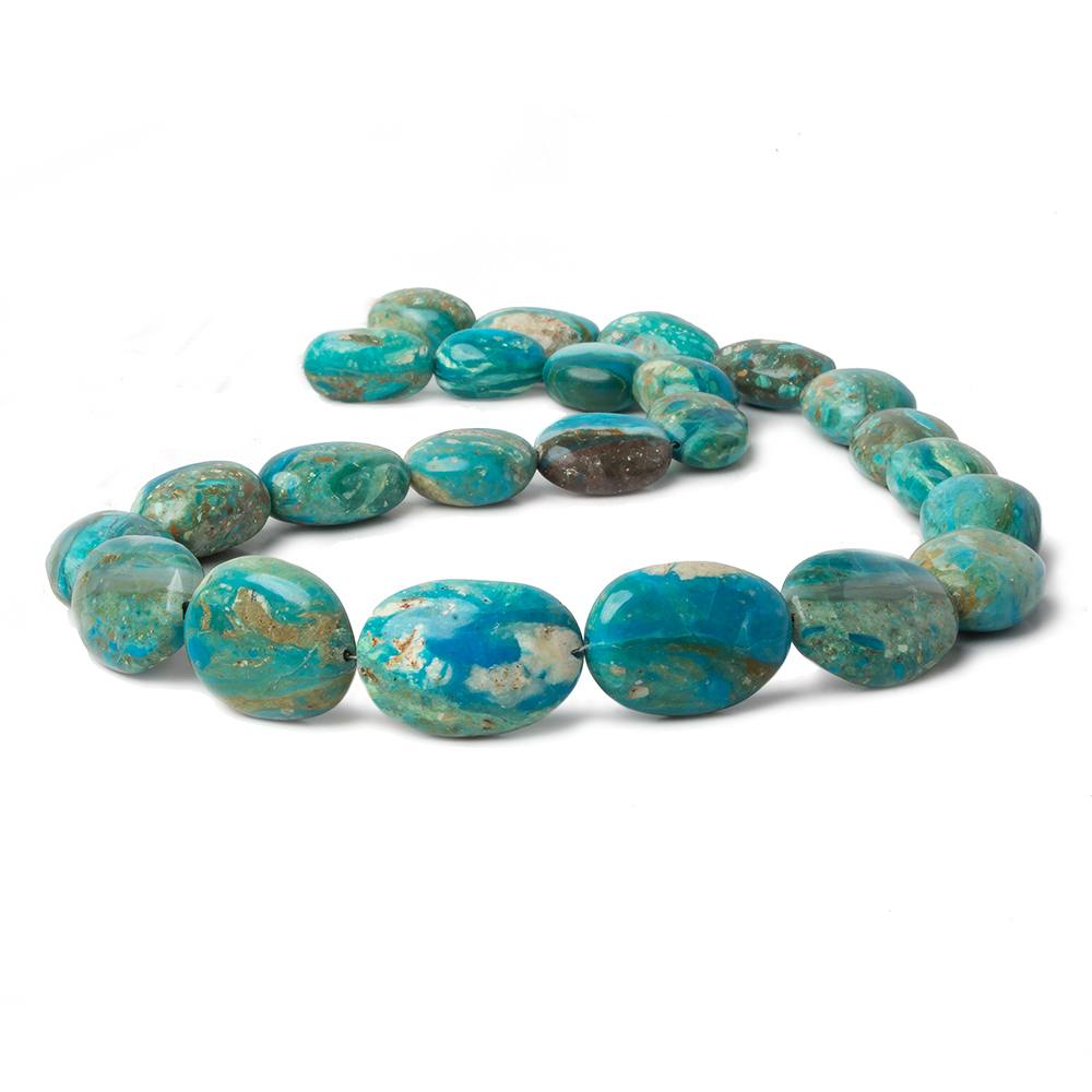 15x10-25x17mm Peruvian Blue Opal with Matrix plain oval nugget beads 18 inch 23 pcs A (ONLINE ORDER ONLY)