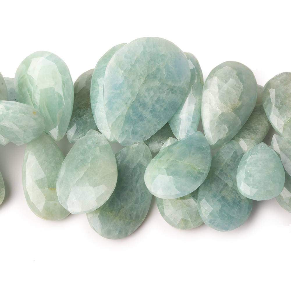 15x10-26x18mm Milky Aquamarine Faceted Pear Beads 5.5 inch 34 pieces (ONLINE ORDER ONLY)