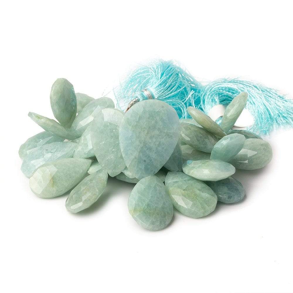 15x10-26x18mm Milky Aquamarine Faceted Pear Beads 5.5 inch 34 pieces (ONLINE ORDER ONLY)