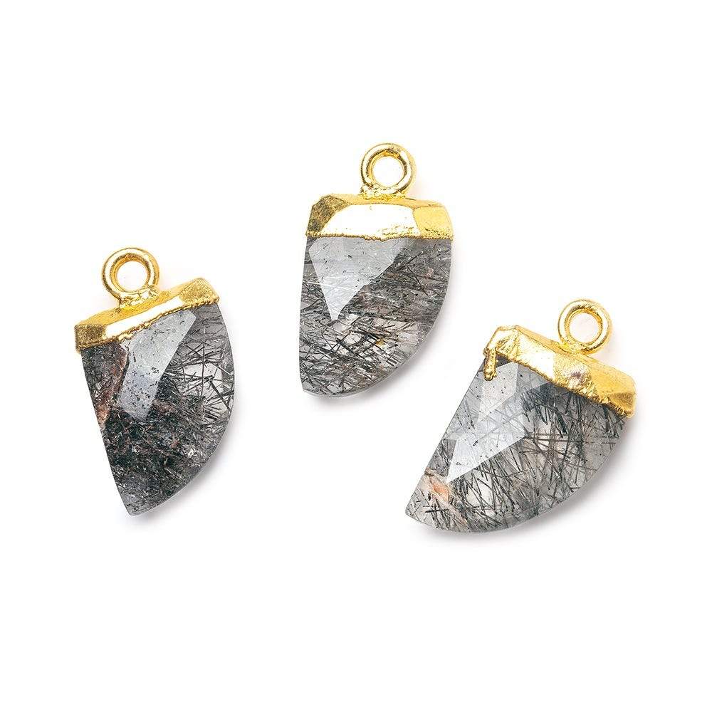 15x10mm Gold Leafed Black Tourmalinated Quartz Horn Pendant 1 piece (ONLINE ORDER ONLY)