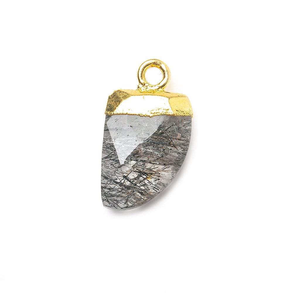15x10mm Gold Leafed Black Tourmalinated Quartz Horn Pendant 1 piece (ONLINE ORDER ONLY)