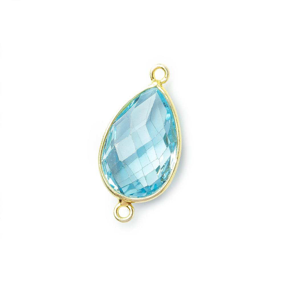 15x10mm Vermeil Bezel Swiss Blue Topaz Faceted Pear Connector 1 piece (ONLINE ORDER ONLY)