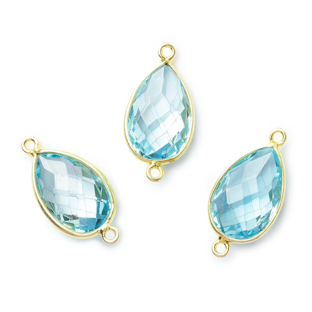 15x10mm Vermeil Bezel Swiss Blue Topaz Faceted Pear Connector 1 piece (ONLINE ORDER ONLY)