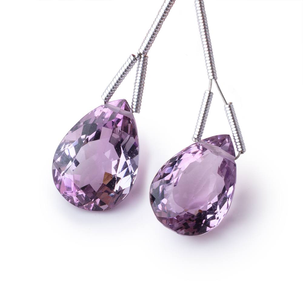 15x11mm Amethyst Pavilion Faceted Pear Focal Set of 2 Beads AAA (ONLINE ORDER ONLY)