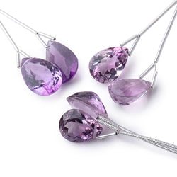 15x11mm Amethyst Pavilion Faceted Pear Focal Set of 2 Beads AAA (ONLINE ORDER ONLY)