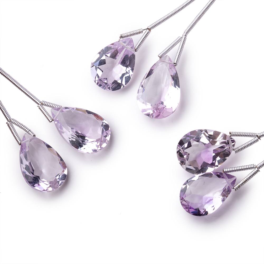 15x11mm Pale Pink Amethyst Pavilion Faceted Pear Focal Set of 2 Beads AAA (ONLINE ORDER ONLY)