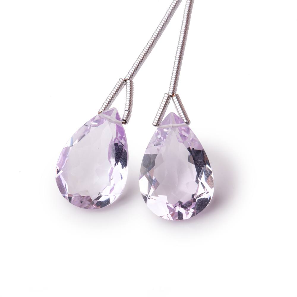 15x11mm Pale Pink Amethyst Pavilion Faceted Pear Focal Set of 2 Beads AAA (ONLINE ORDER ONLY)