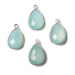 15x11mm Silver Bezel Aqua Chalcedony Pear Pendant 1 piece (ONLINE ORDER ONLY)
