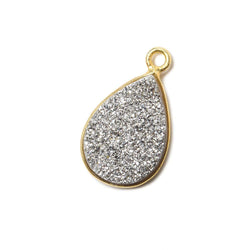 15x11mm Vermeil Bezel Metallic Silver Drusy Pear Pendant 1 piece (ONLINE ORDER ONLY)